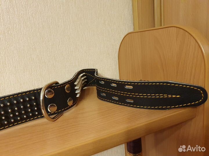Ошейник для собак натуральная кожа с шипами
