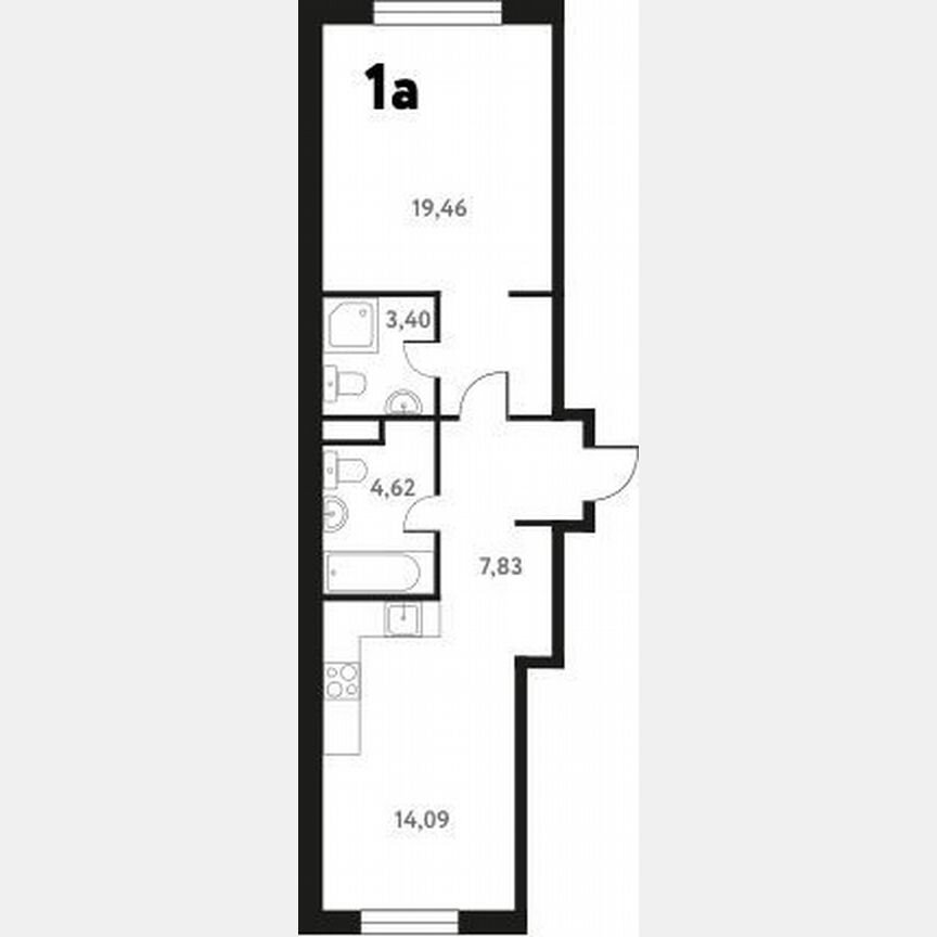 1-к. квартира, 49,5 м², 1/17 эт.