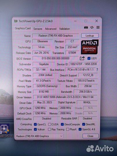 Gigabyte AMD Radeon RX 480 G1 Gaming 8GB