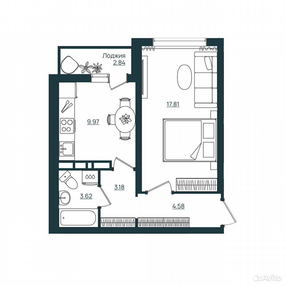 1-к. квартира, 40,6 м², 7/9 эт., Херсон