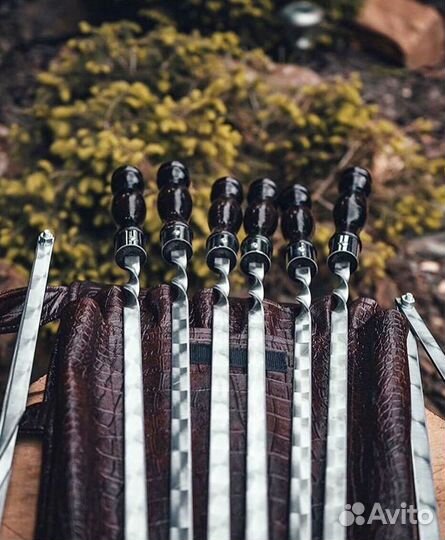 Подарочный набор шампуров в чехле из кожзама