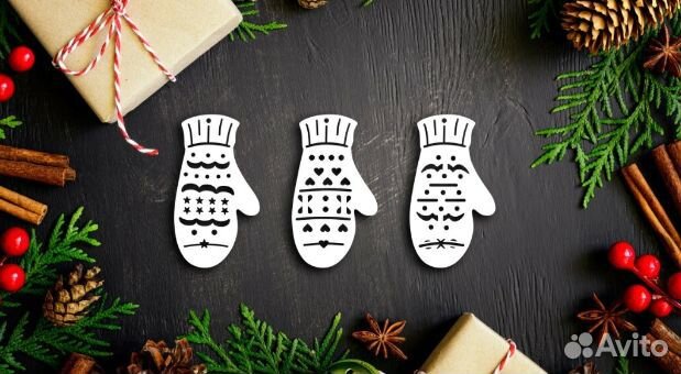 Ёлочные игрушки деревянные кружевные