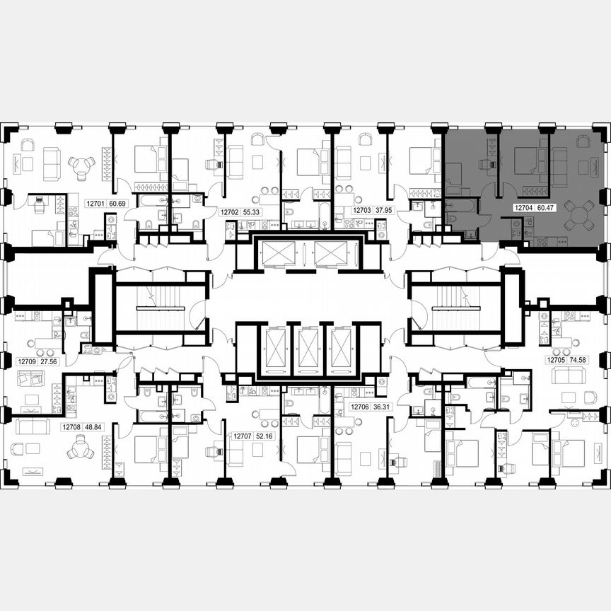 2-к. квартира, 60,5 м², 27/52 эт.
