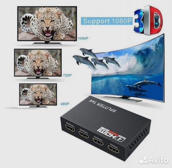 Разветвитель с 1hdmi на 4hdmi