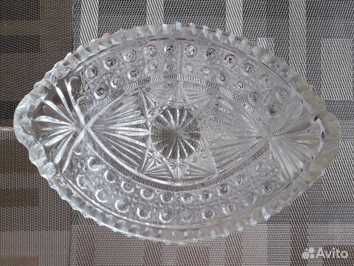 Хрустальный салатник СССР овал Советский хрусталь