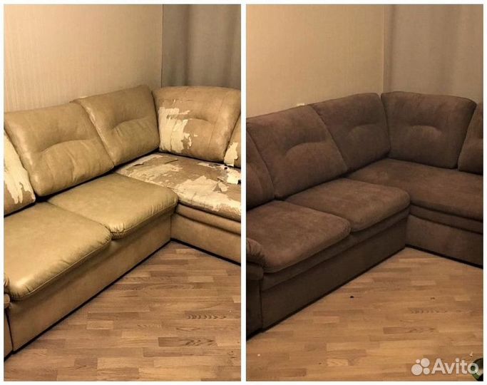 Перетяжка и замена обивки кожаных диванов