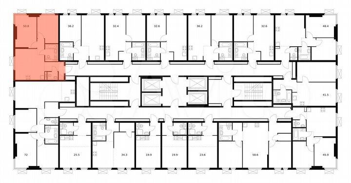 2-к. квартира, 50,8 м², 19/33 эт.