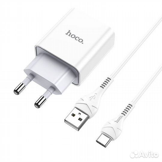 Зарядное 1USB 2.1A +кабелем Type-C(Hoco C81A) Белы