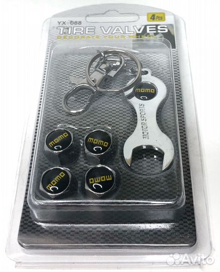 Колпачки на ниппеля - momo (с ключом/черный) (Черн