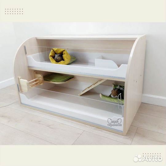 Клетка для морских свинок 100х50х60, белдуб, круг4