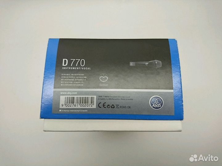 Кардиоидный вокальный микрофон AKG D770 Австрия