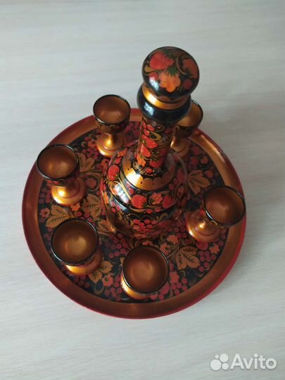 Чайный набор деревянный золотая хохлома