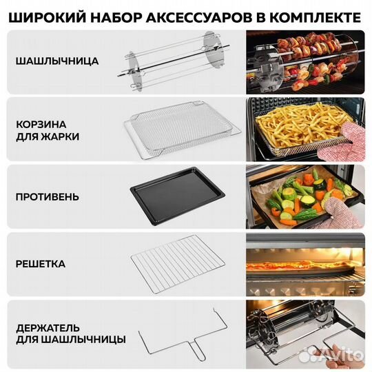 Мини-печь gfgril gfao-750 серебристая