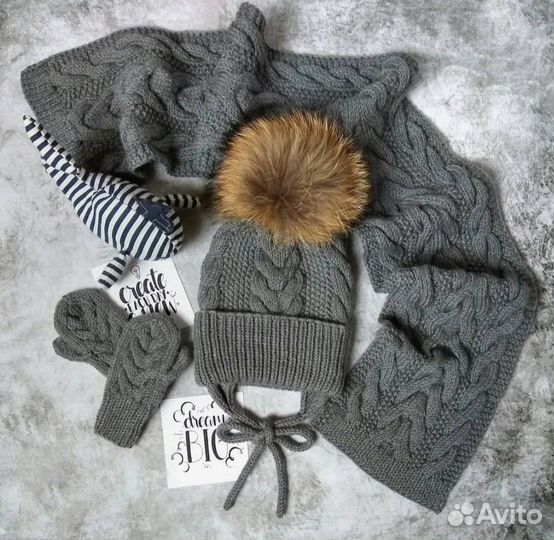 Шапка + снуд (шарф) зима