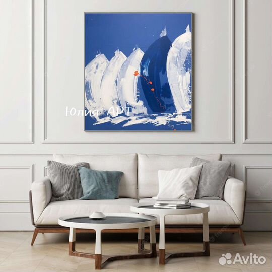 Картина морская с кораблем на холсте