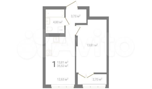 1-к. квартира, 35,5 м², 2/23 эт.