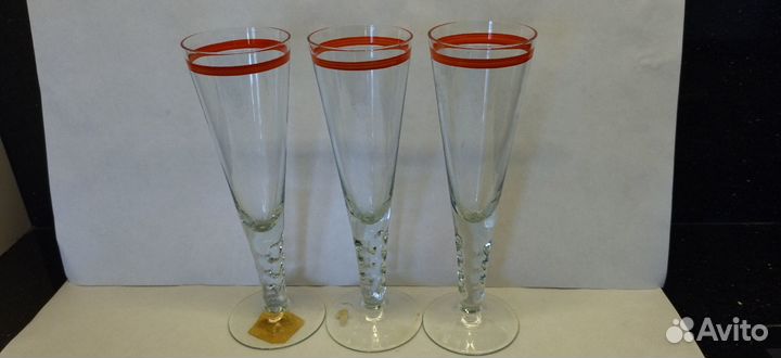Шампанки,фужеры, стекло, 3шт одним лотом СССР Попа