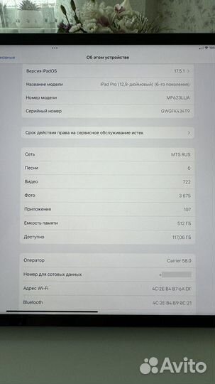 iPad Pro 12.9 M2 Wi-FI Cellular 512GB SG