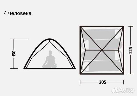 Палатка Naturehike 4-местная, быстросборная