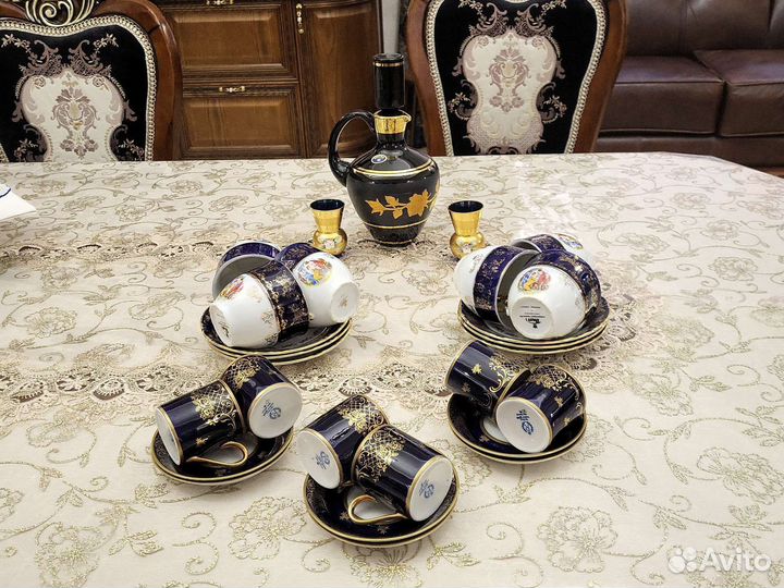 Чайный и кофейный набор. Кобальт. Райхенбах гдр
