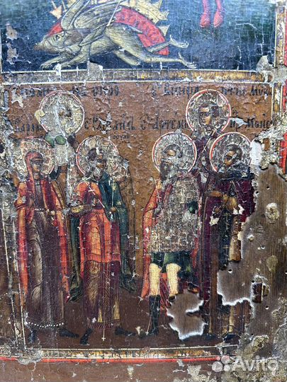 Икона Георгий, Михаил на коне, Дмитрий Солунский