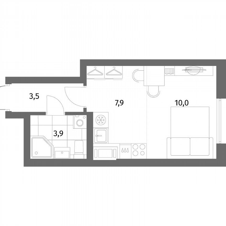 Квартира-студия, 25,3 м², 2/6 эт.