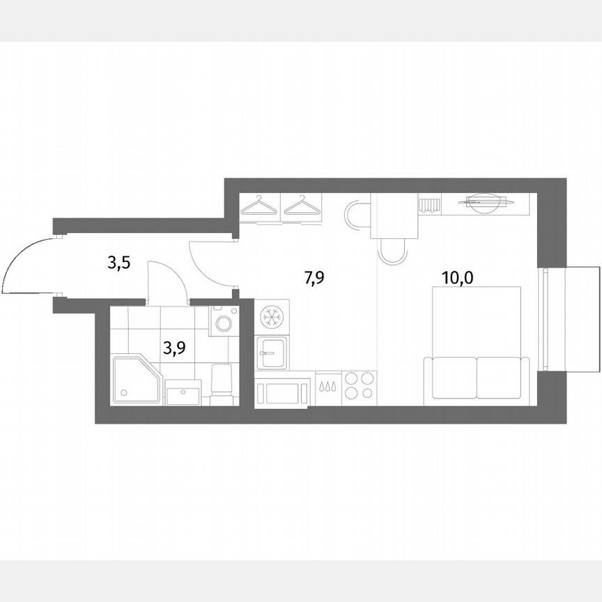 Квартира-студия, 25,3 м², 2/6 эт.