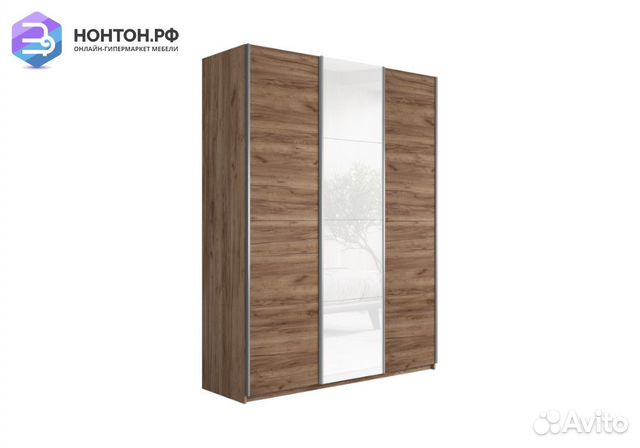 Шкаф-купе 3-х створчатый Прайм крафт табачный / бе