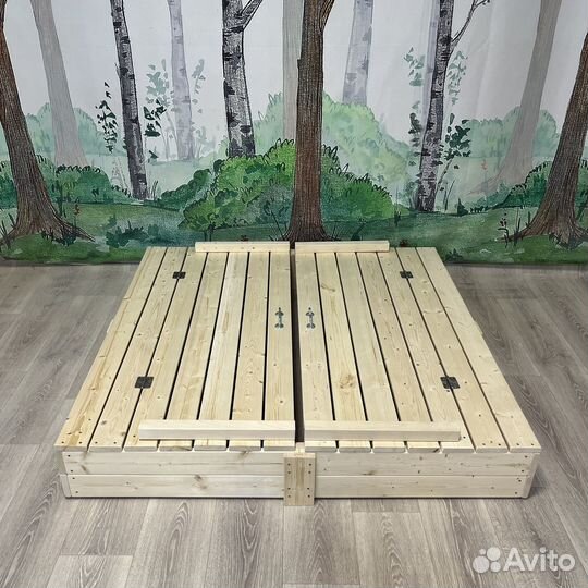 Детская песочница с крышкой, деревянная