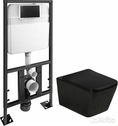 Инсталяция унитаз черный SantiLine SL-5004MB+SL-04