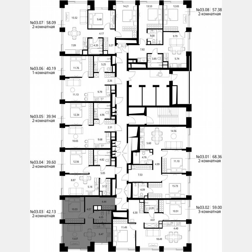 1-к. квартира, 42,1 м², 3/27 эт.