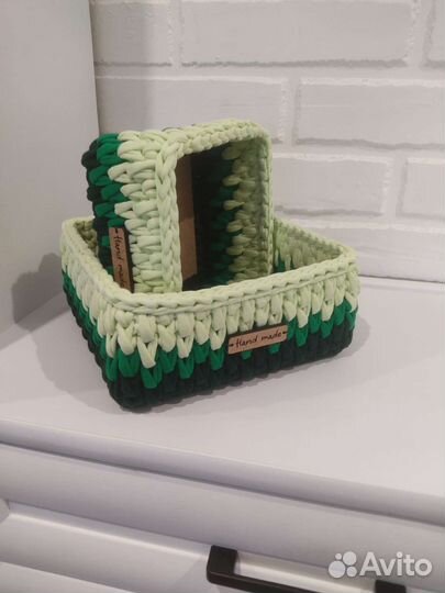 Вязаные корзины из трикотажной пряжи