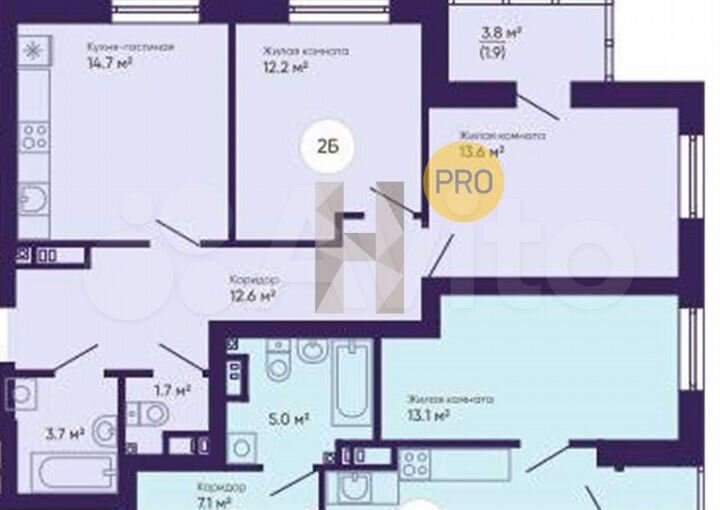 2-к. квартира, 60,2 м², 20/25 эт.