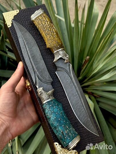 Нож змея из дамасской стали