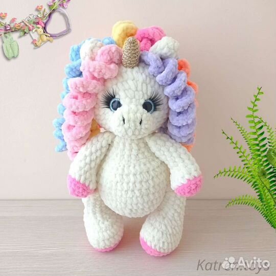 Вязаный единорог 27см