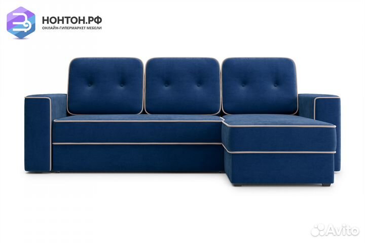 Диван угловой дельфин Берген темно-синий