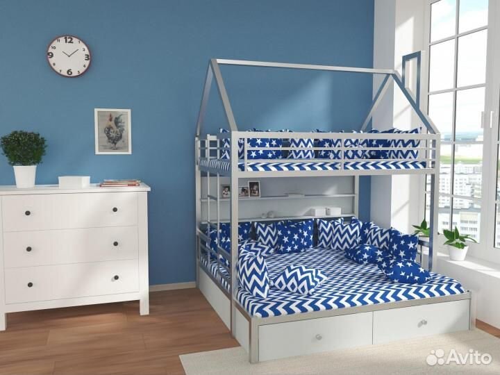 Кровати двухъярусные металлические