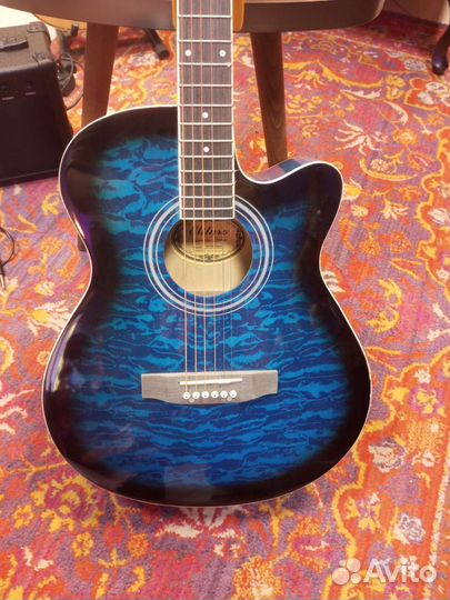 Акустическая гитара цвета волны новая Elitaro