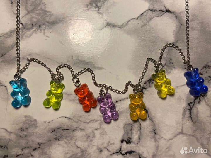 Сережки и ожерелье с мишками