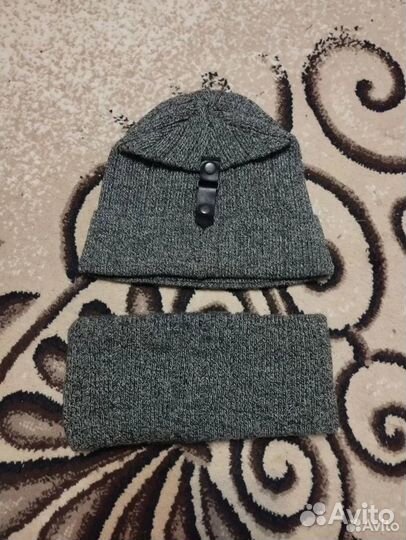 Зимняя шапка мужская с шарфом