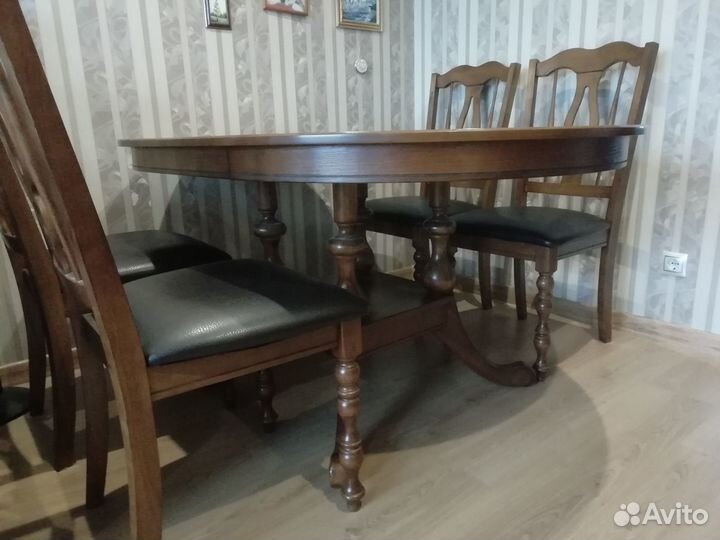 Обеденный стол со стульями, массив гевеи, Малайзия