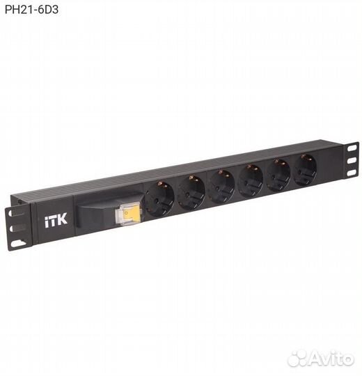 Блок розеток IEK PH21-6D3, 1U, PH21-6D3