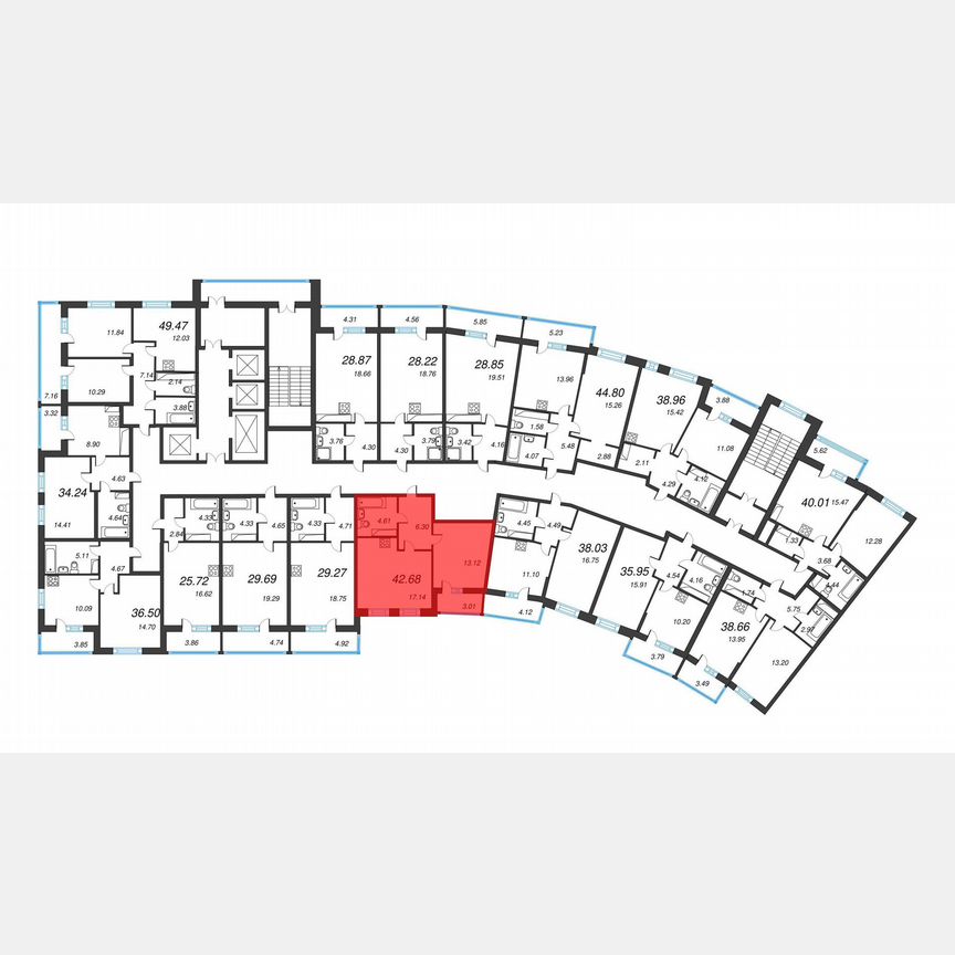 1-к. квартира, 44,2 м², 19/22 эт.