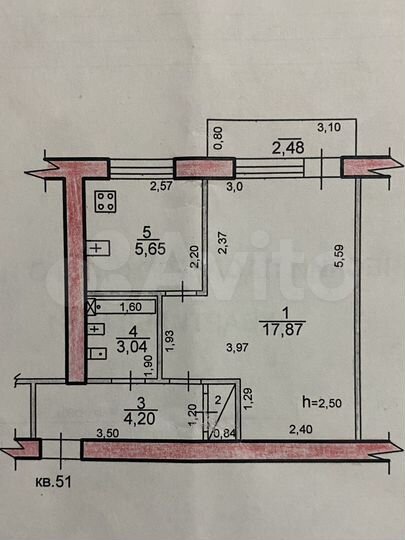 1-к. квартира, 31,6 м², 3/5 эт.