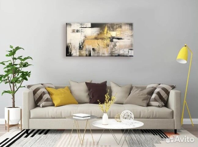 Интерьерная картина - Абстракция (золотые мазки)