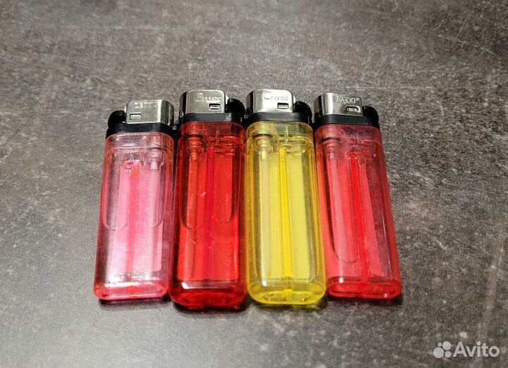 Зажигалки прозрачные 4 шт стекло
