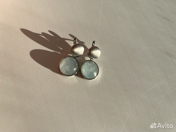 Серебряные серьги с аквамарином