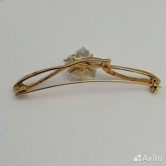 Гр19 Булавка с камнем и перлам,зол,585 (id 37603)