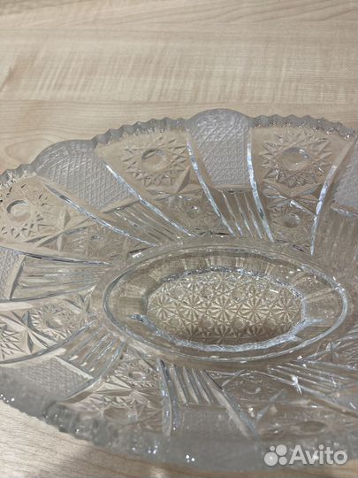 Хрустальная салатница ладья СССР
