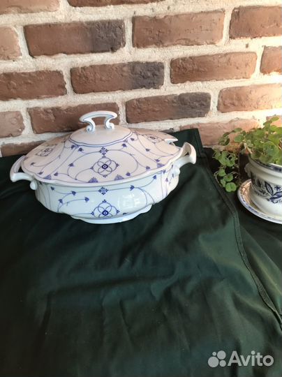 Супница синий лук, индийский узор Мейсен